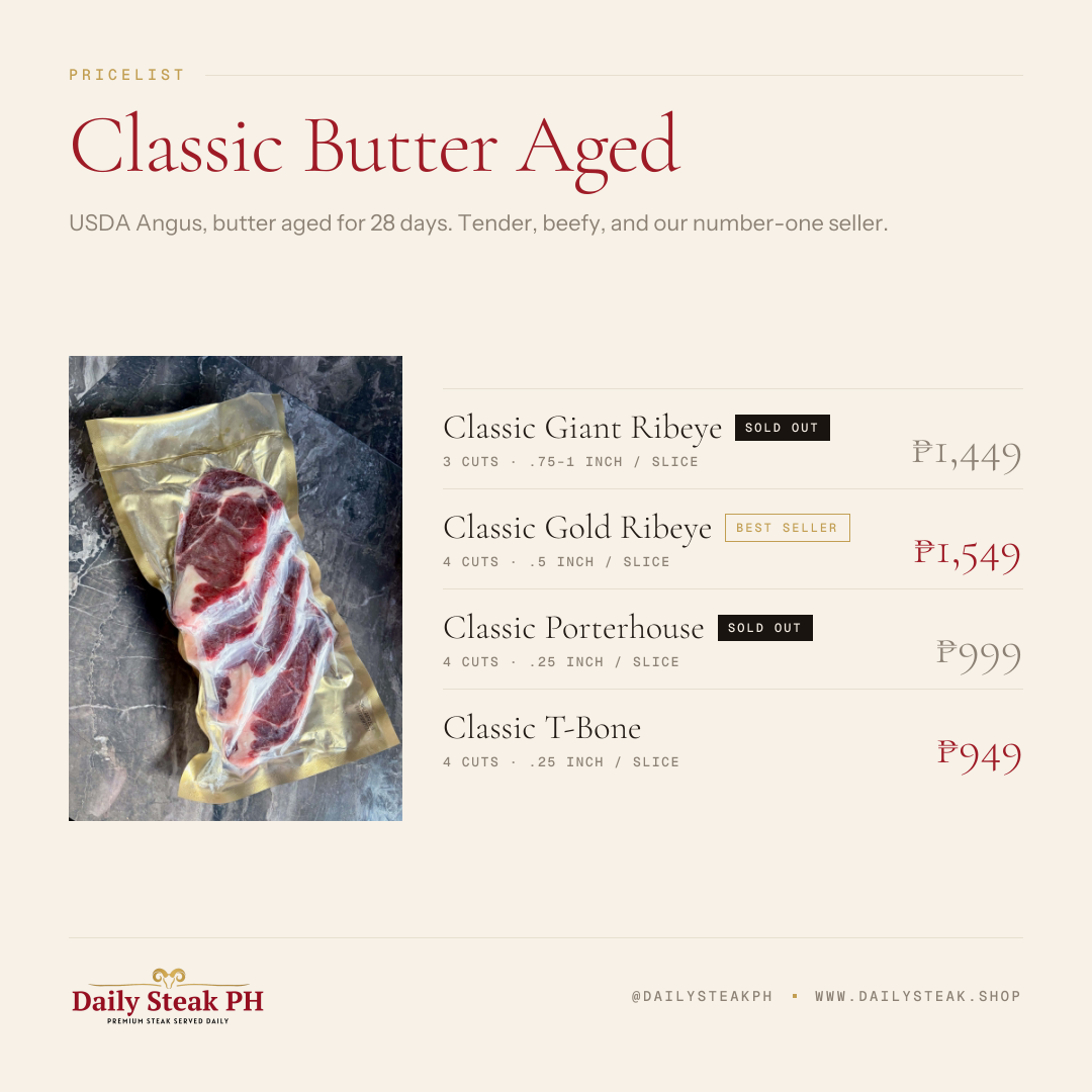 Daily Steak PH pricelist — Classic Butter Aged