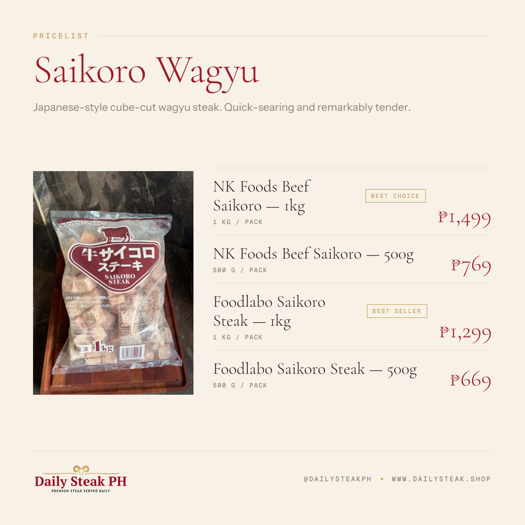 Daily Steak PH pricelist — Saikoro Wagyu